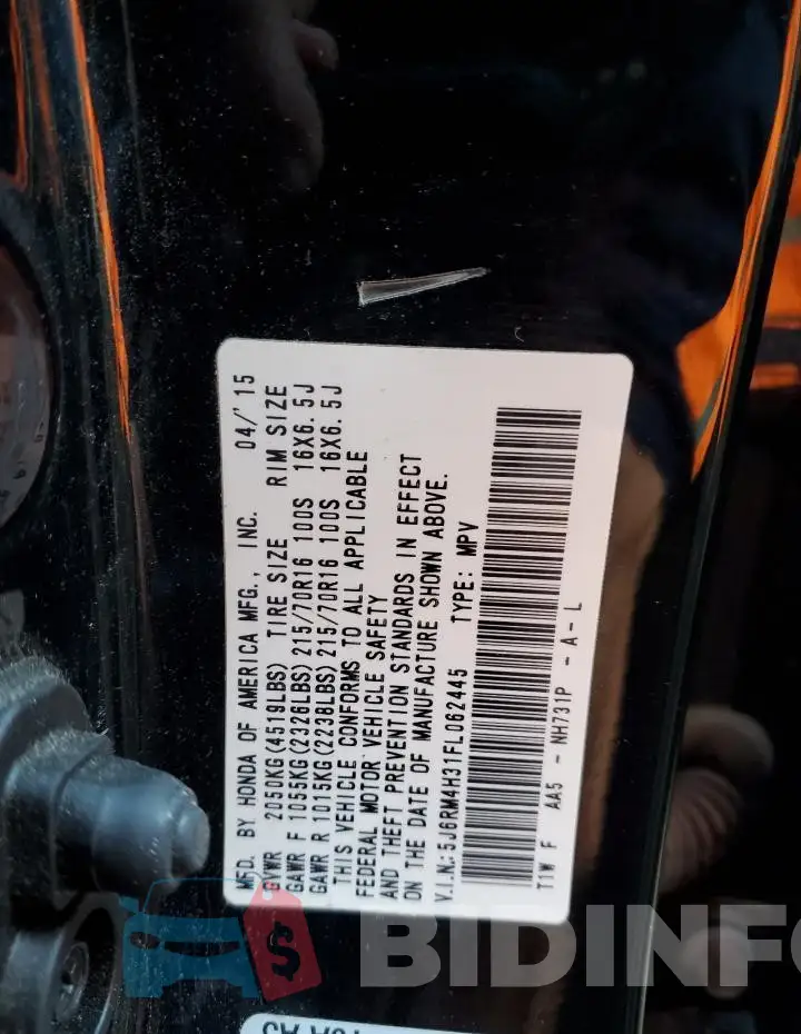 5J6RM4H31FL062445 Photo# 13