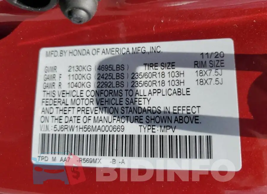 5J6RW1H56MA000669 Photo# 13