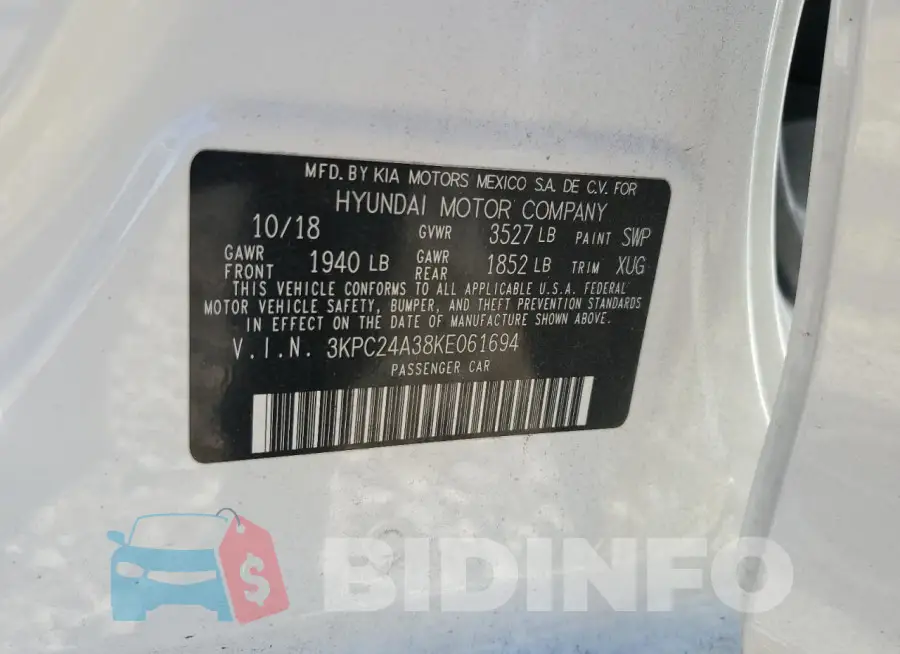 3KPC24A38KE061694 Photo# 12