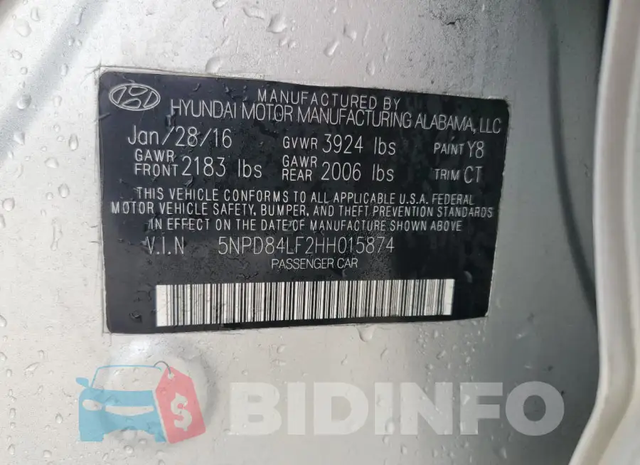5NPD84LF2HH015874 Photo# 13