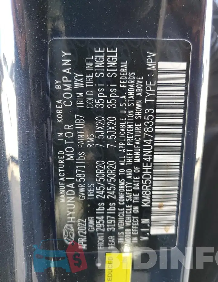 KM8R5DHE4NU478353 Photo# 13