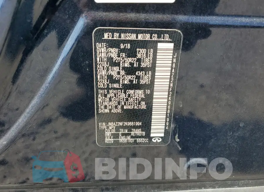 JN8AZ2NF2K9681994 Photo# 13