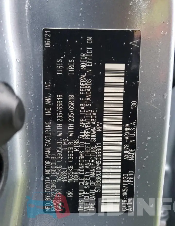 5TDBBRCHXMS056801 Photo# 13