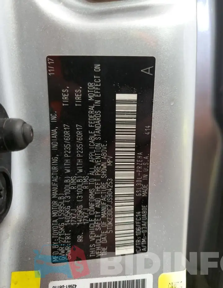 5TDKZ3DC7JS904253 Photo# 13
