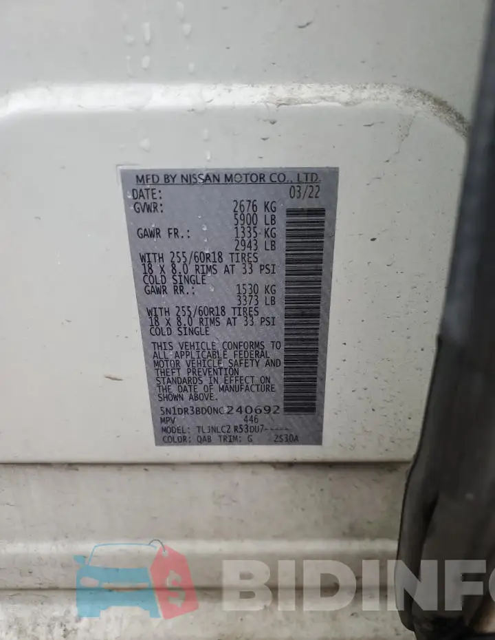 5N1DR3BD0NC240692 Photo# 14
