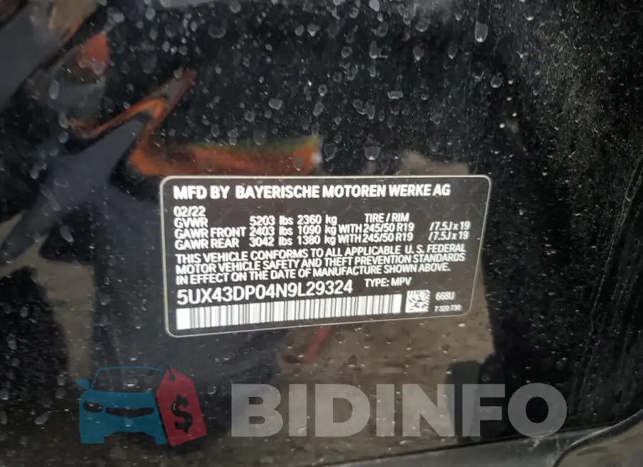 5UX43DP04N9L29324 Photo# 13