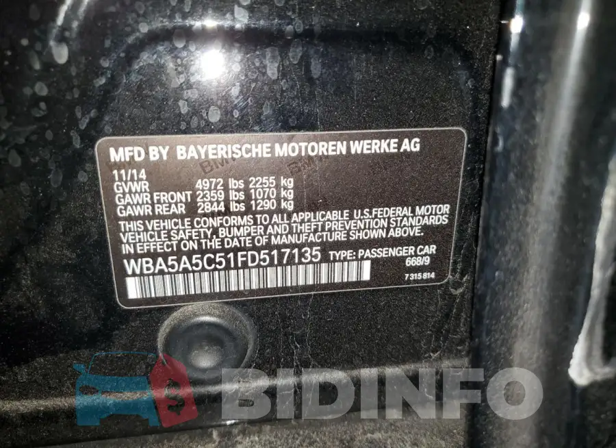 WBA5A5C51FD517135 Photo# 12