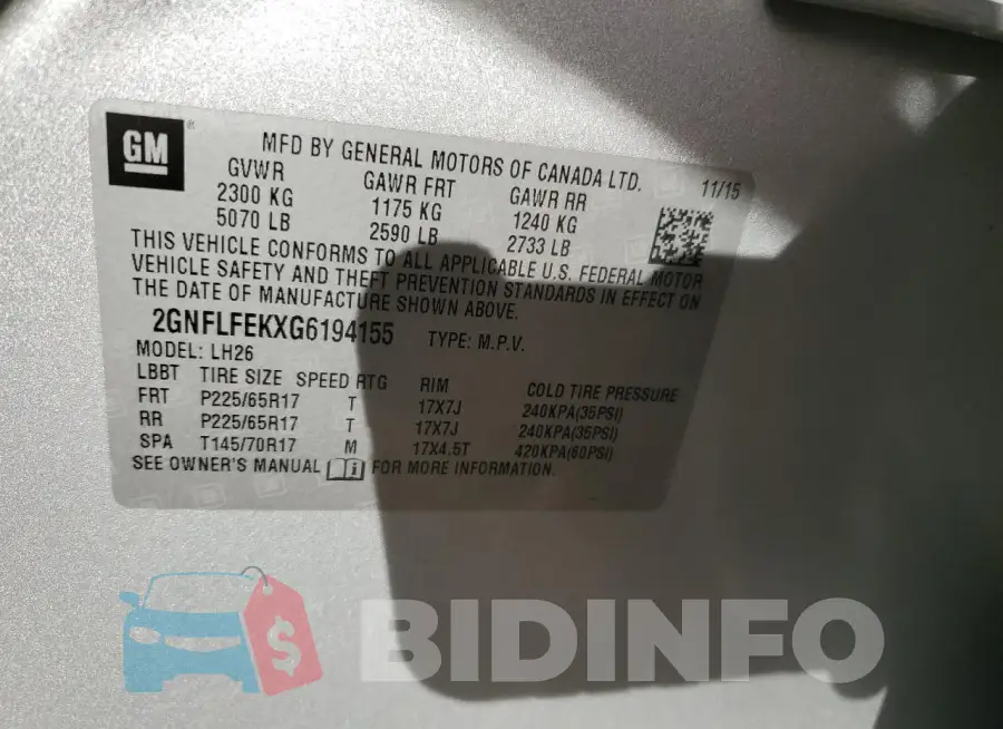 2GNFLFEKXG6194155 Photo# 13
