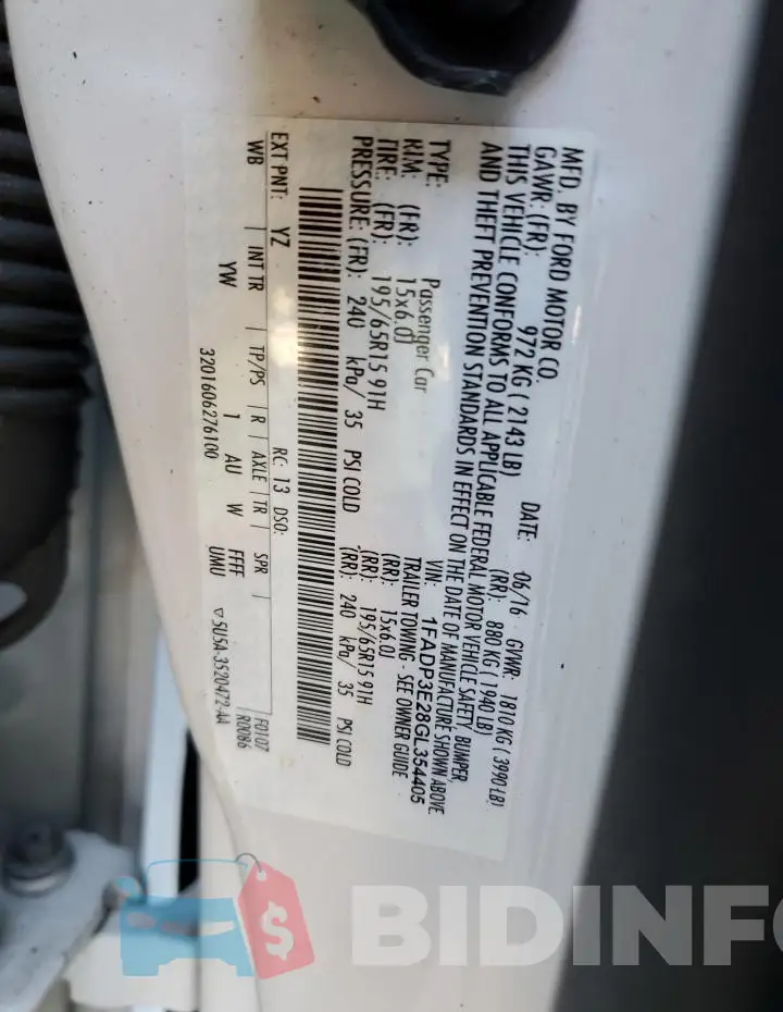 1FADP3E28GL354405 Photo# 13