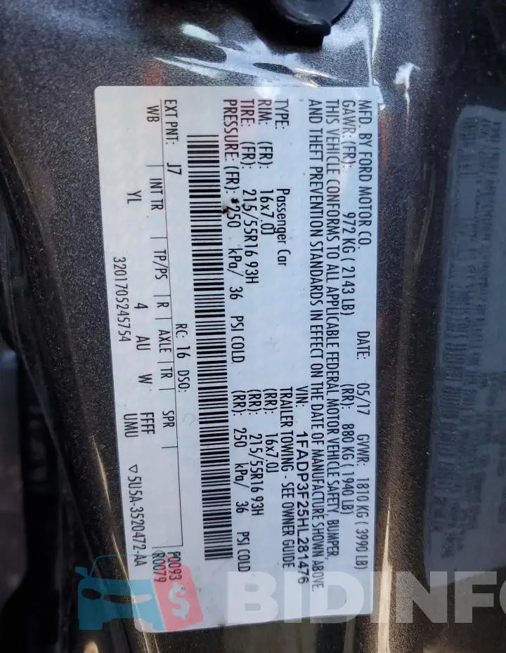 1FADP3F25HL281476 Photo# 12