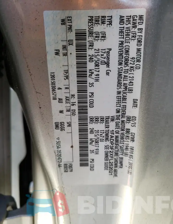 1FADP3F2XFL252021 Photo# 12