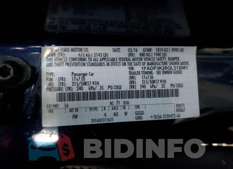1FADP3K26GL312061 Photo# 12