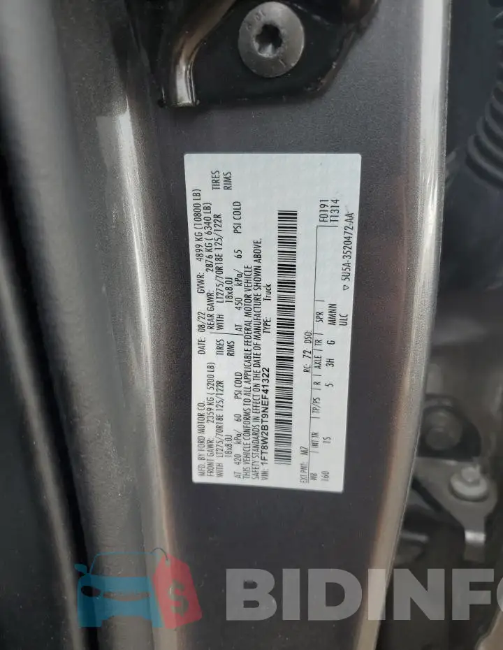 1FT8W2BT9NEF41322 Photo# 12