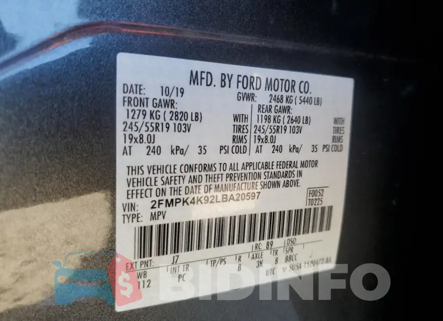 2FMPK4K92LBA20597 Photo# 13