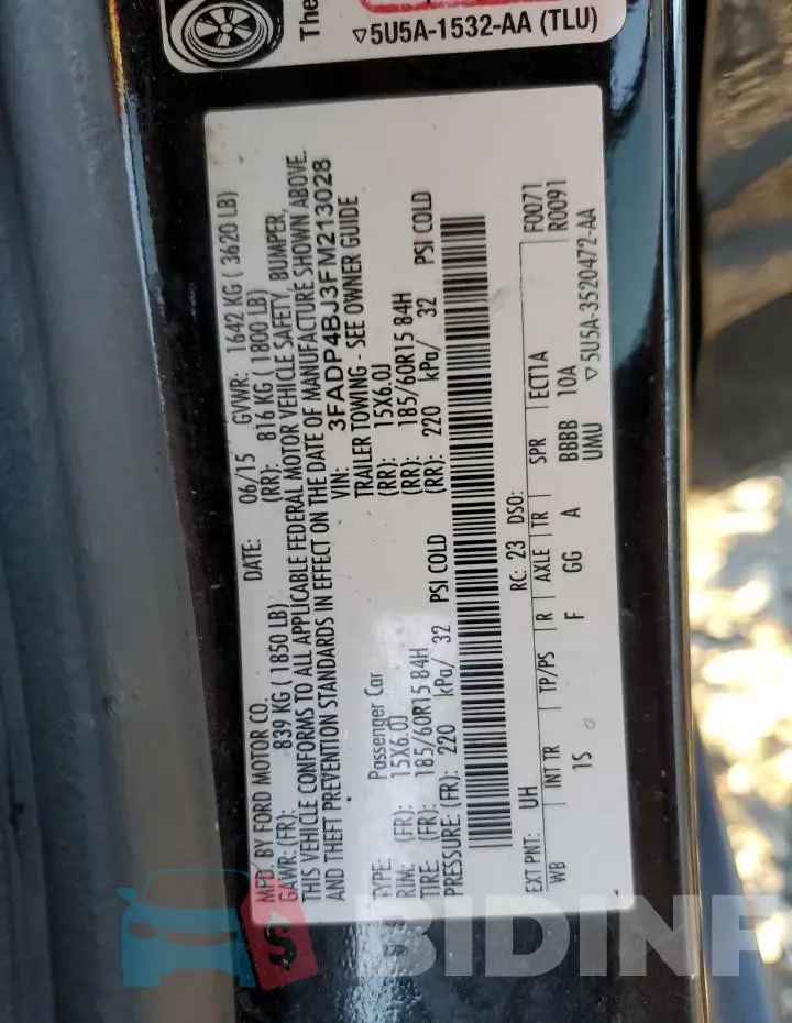3FADP4BJ3FM213028 Photo# 12