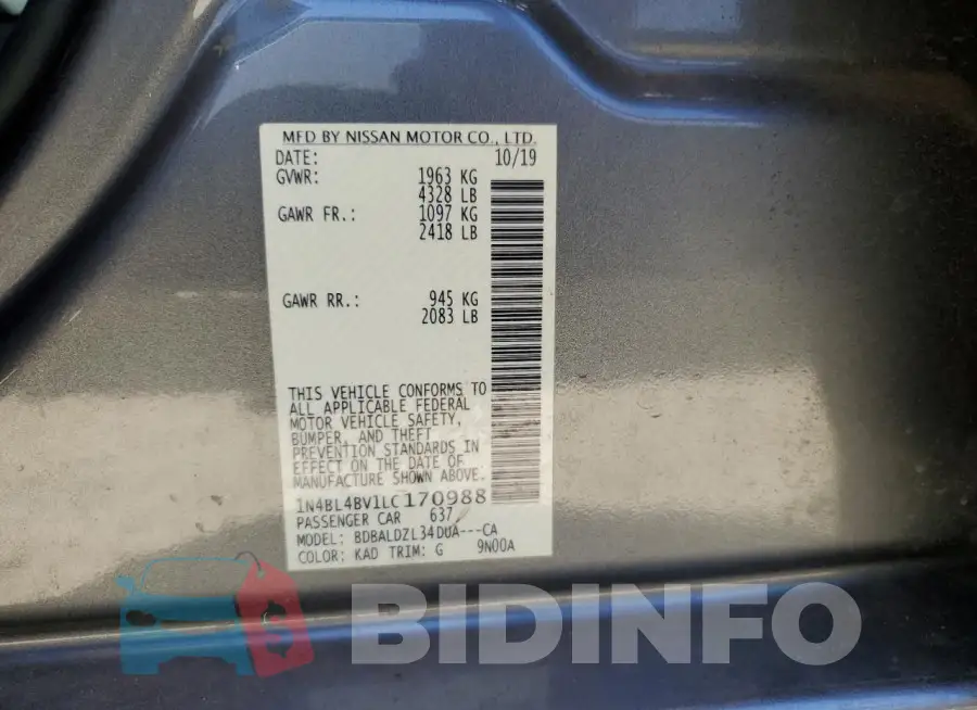 1N4BL4BV1LC170988 Photo# 12