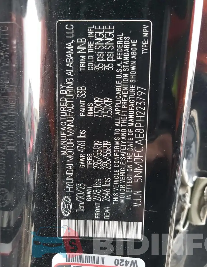 5NMJFCAE8PH223797 Photo# 12