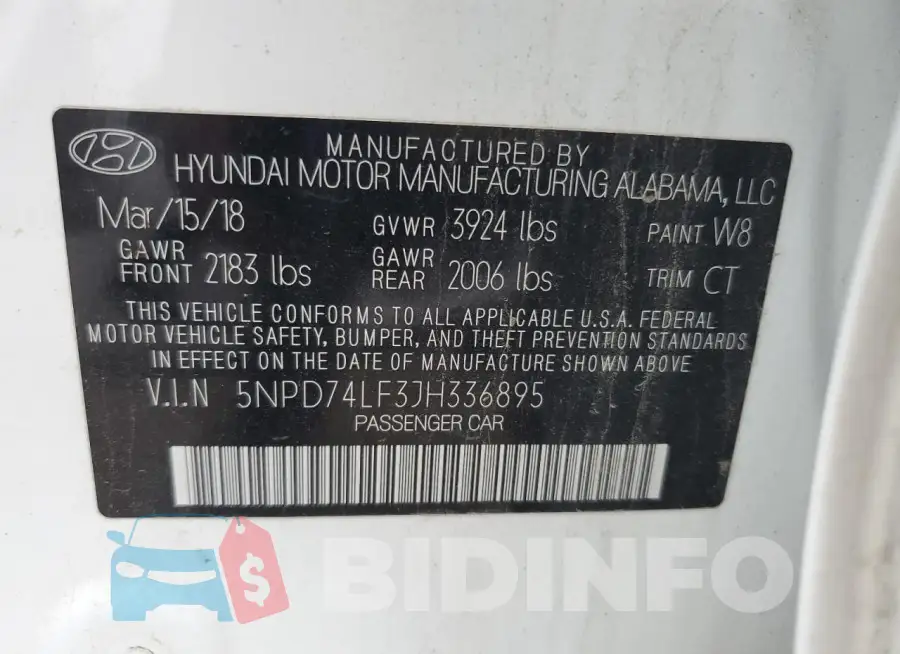 5NPD74LF3JH336895 Photo# 13