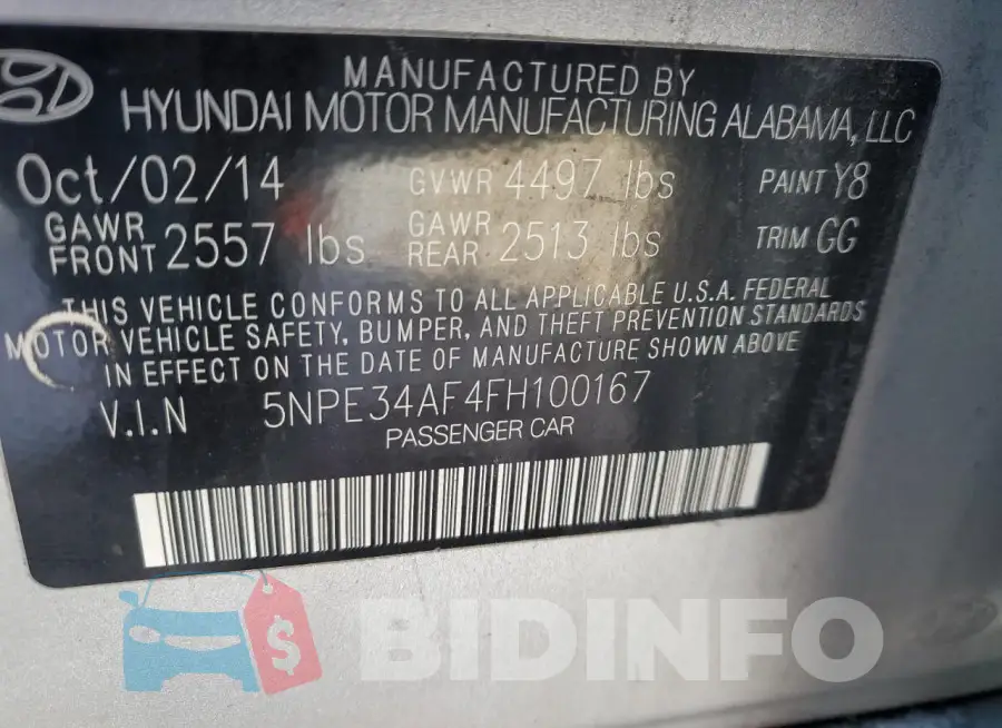 5NPE34AF4FH100167 Photo# 12