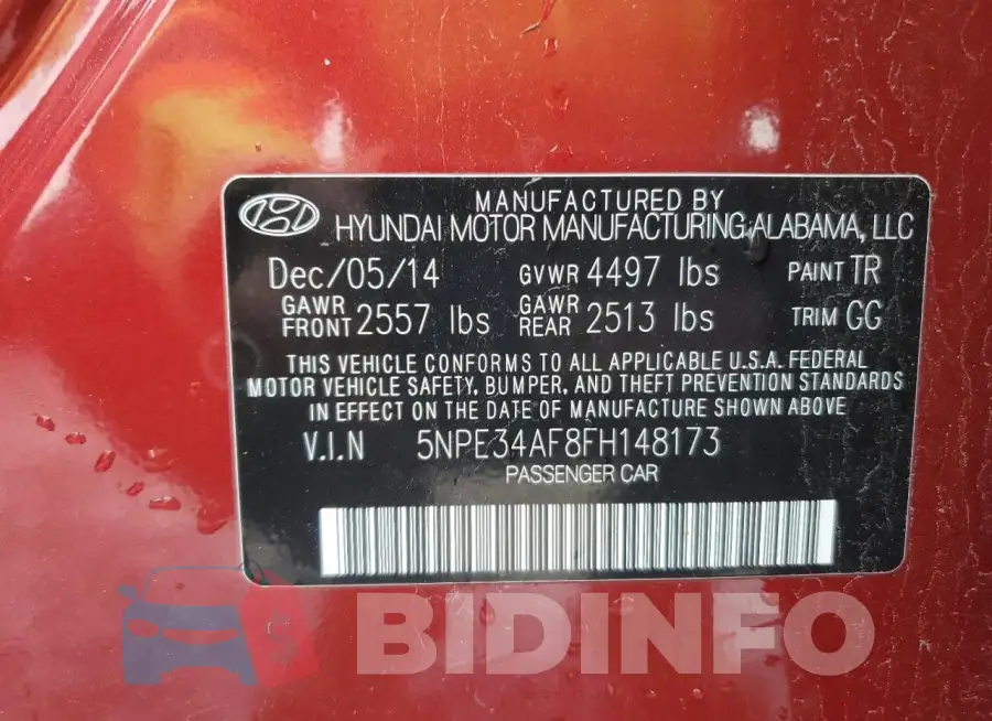 5NPE34AF8FH148173 Photo# 12