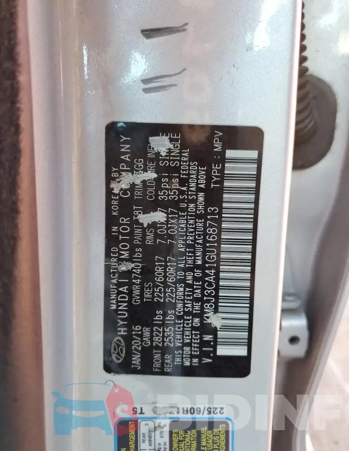 KM8J3CA41GU168713 Photo# 13