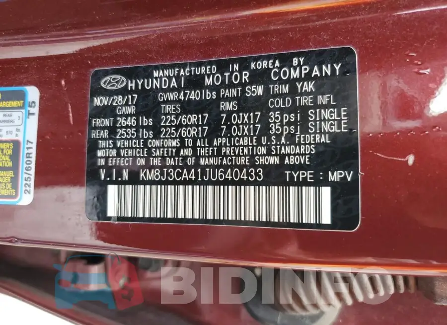 KM8J3CA41JU640433 Photo# 13
