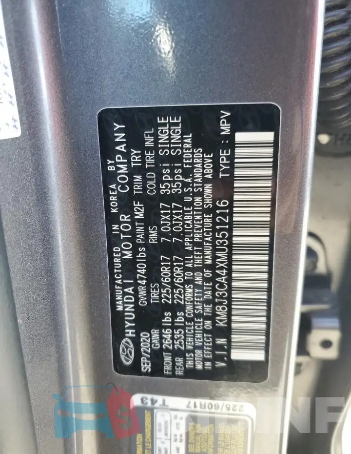 KM8J3CA4XMU351216 Photo# 13
