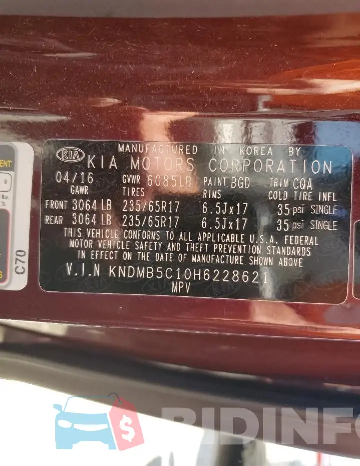 KNDMB5C10H6228621 Photo# 13