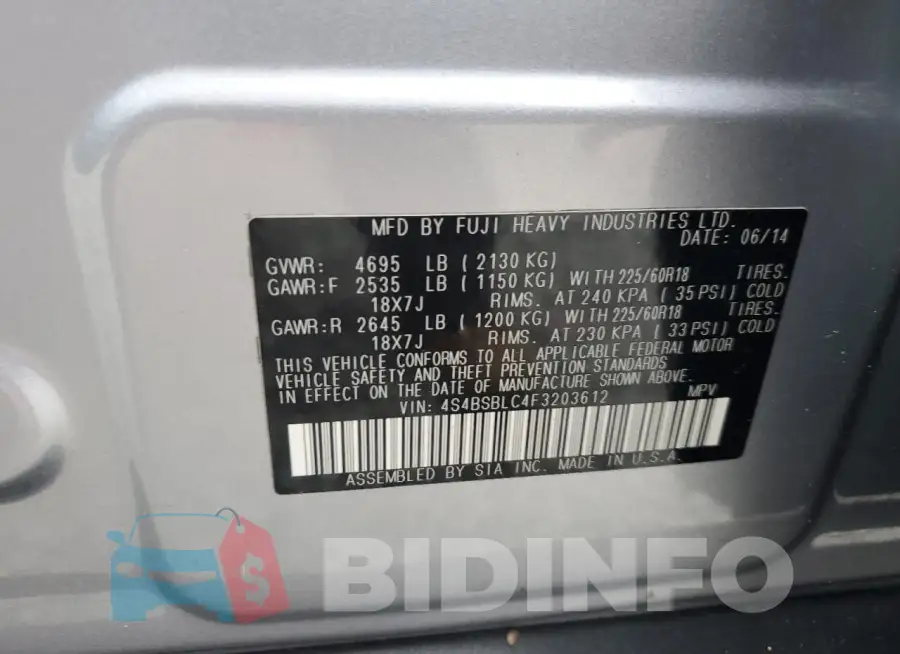 4S4BSBLC4F3203612 Photo# 12