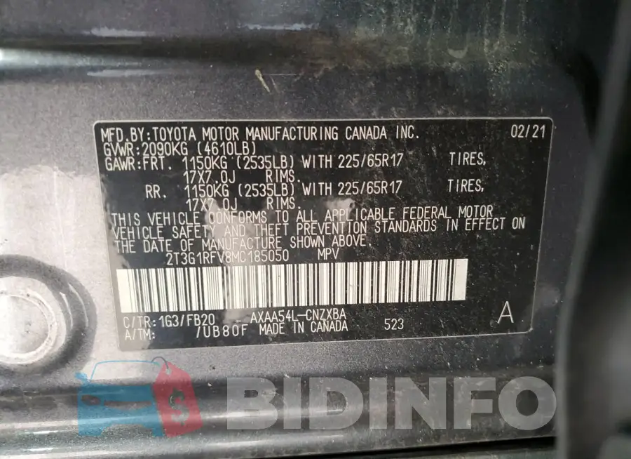 2T3G1RFV8MC185050 Photo# 13
