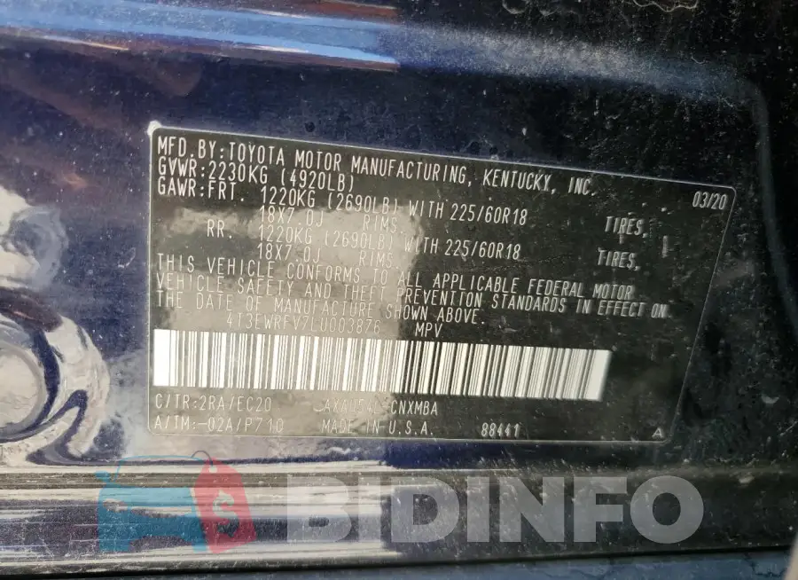 4T3EWRFV7LU003876 Photo# 14