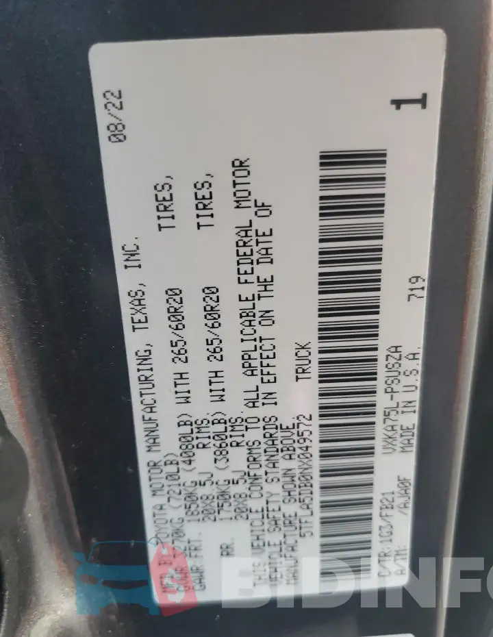 5TFLA5DB0NX049572 Photo# 12