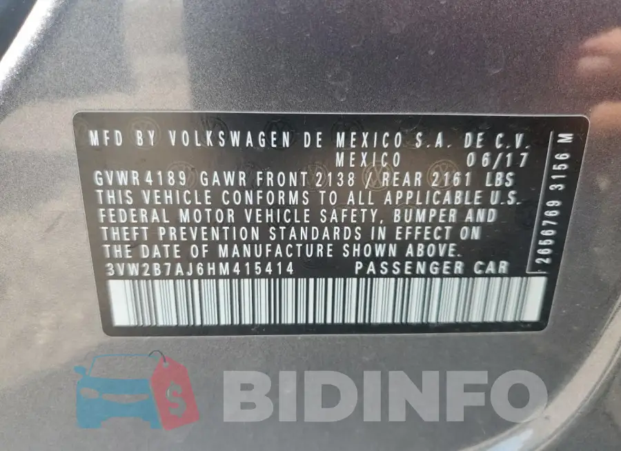 3VW2B7AJ6HM415414 Photo# 12