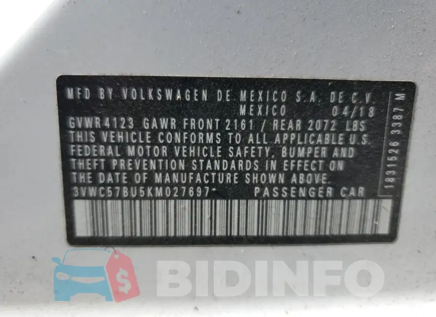 3VWC57BU5KM027697 Photo# 12