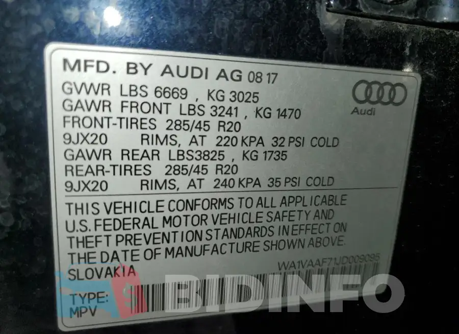 WA1VAAF71JD009095 Photo# 13