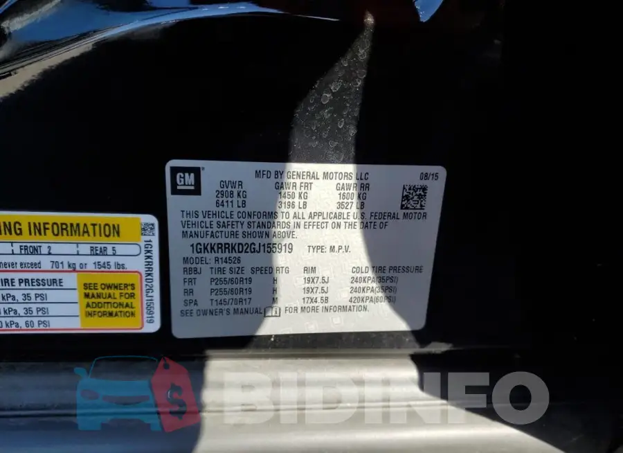 1GKKRRKD2GJ155919 Photo# 13