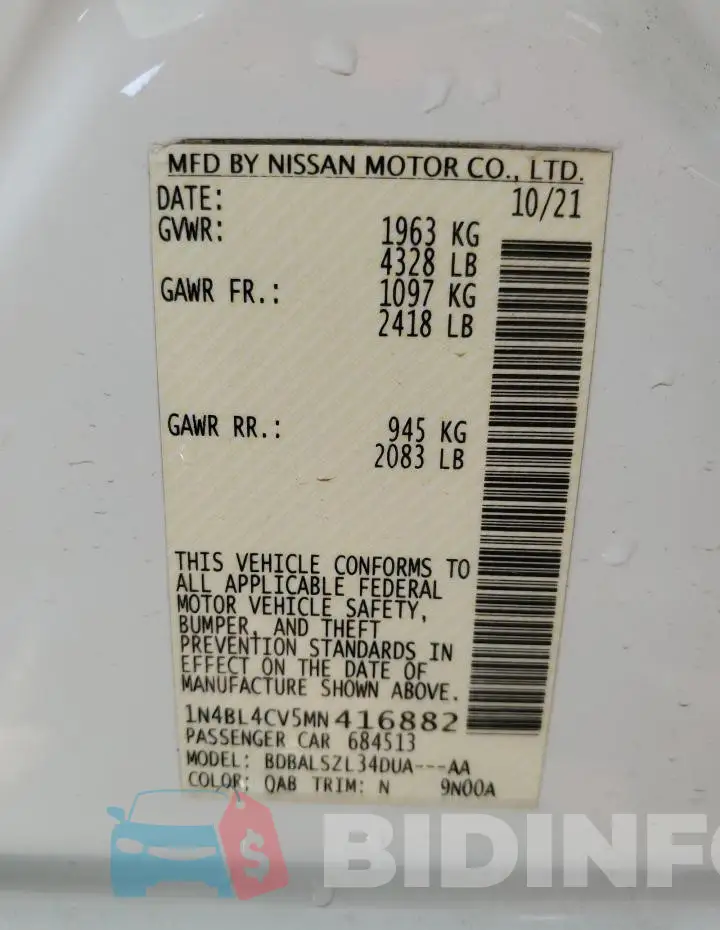 1N4BL4CV5MN416882 Photo# 12