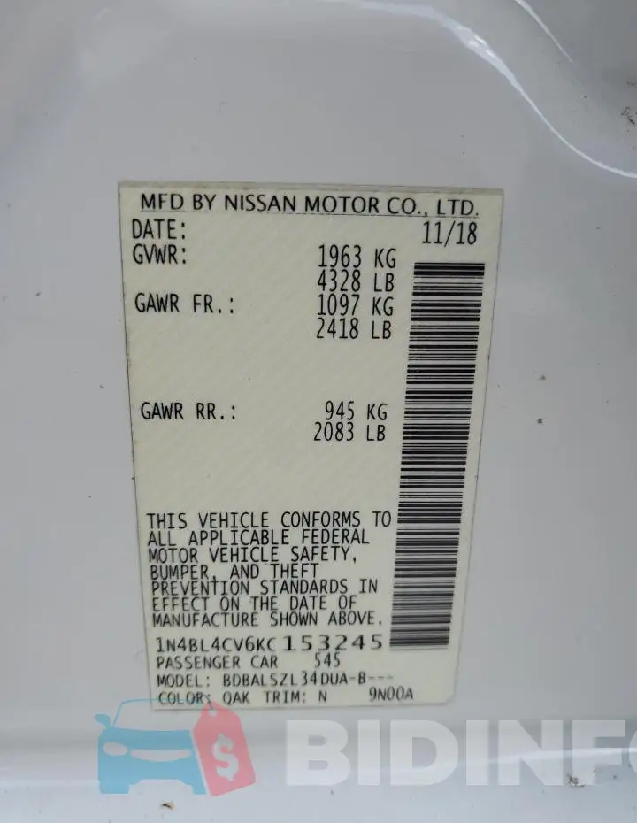 1N4BL4CV6KC153245 Photo# 13