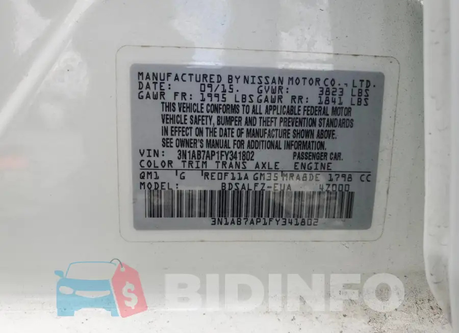 3N1AB7AP1FY341802 Photo# 12