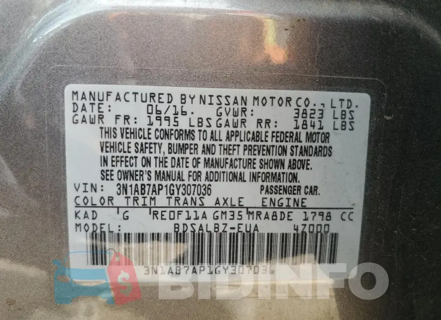 3N1AB7AP1GY307036 Photo# 13