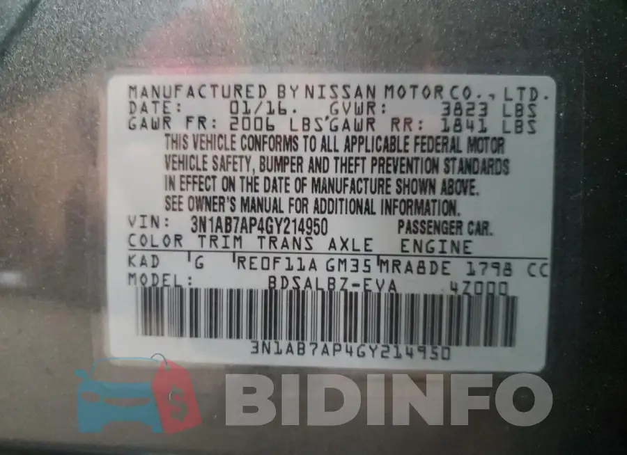 3N1AB7AP4GY214950 Photo# 12