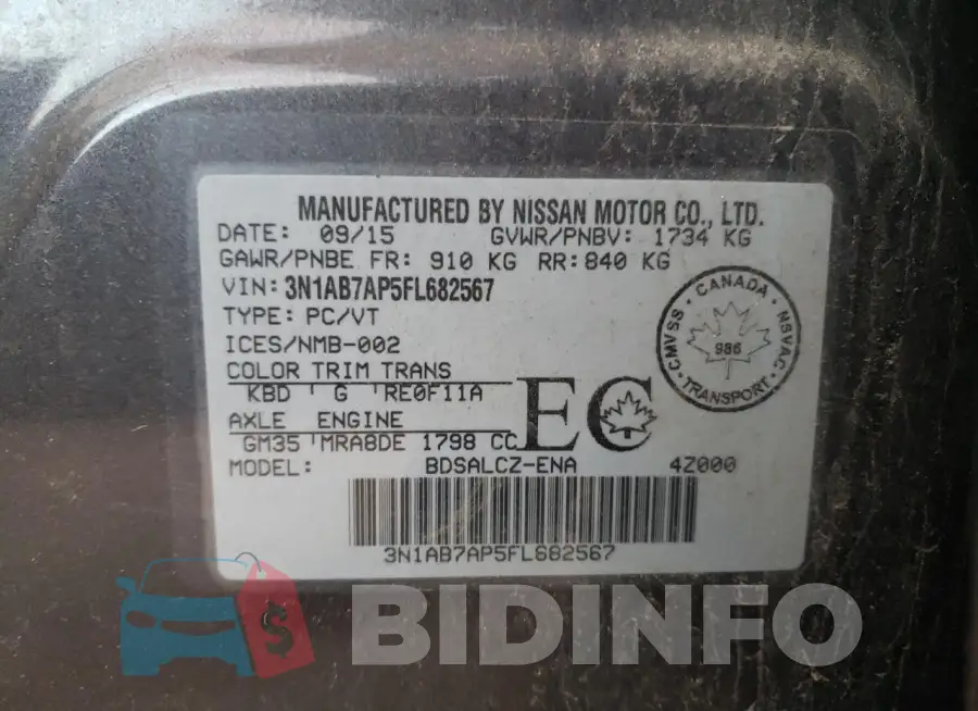 3N1AB7AP5FL682567 Photo# 13