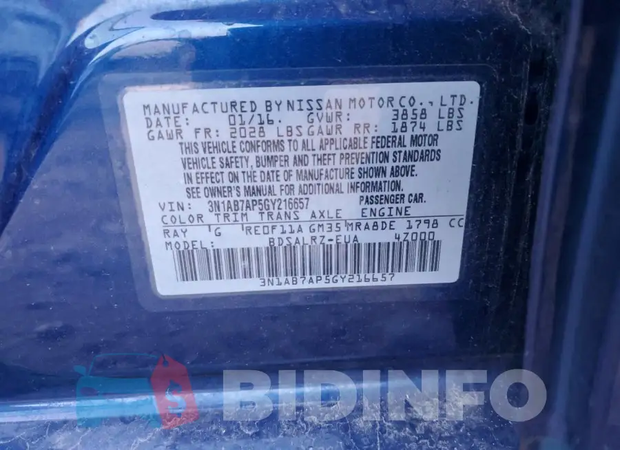 3N1AB7AP5GY216657 Photo# 13