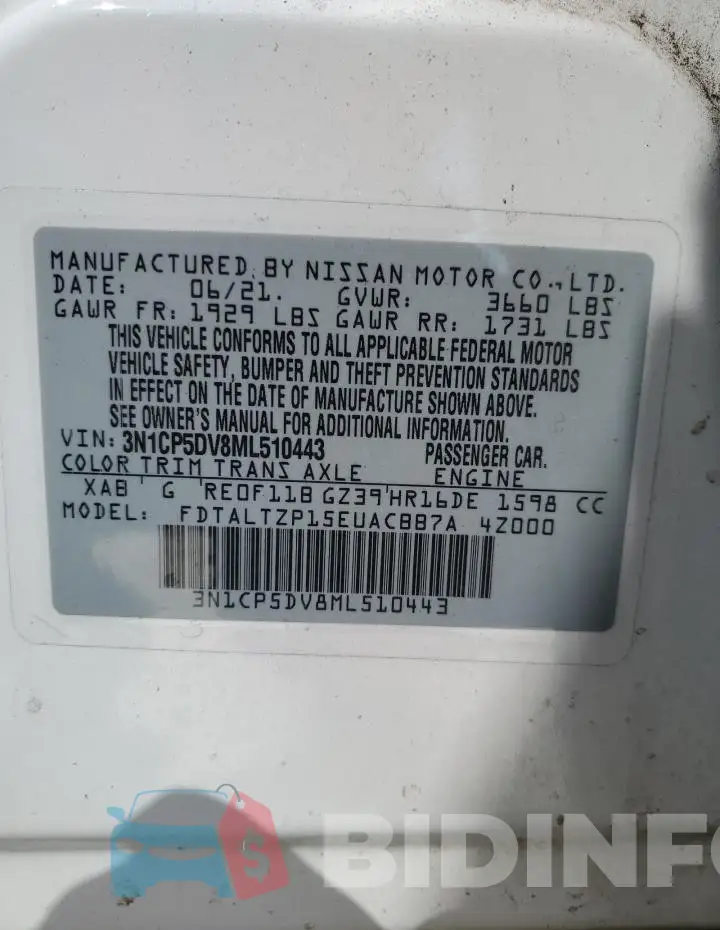 3N1CP5DV8ML510443 Photo# 13