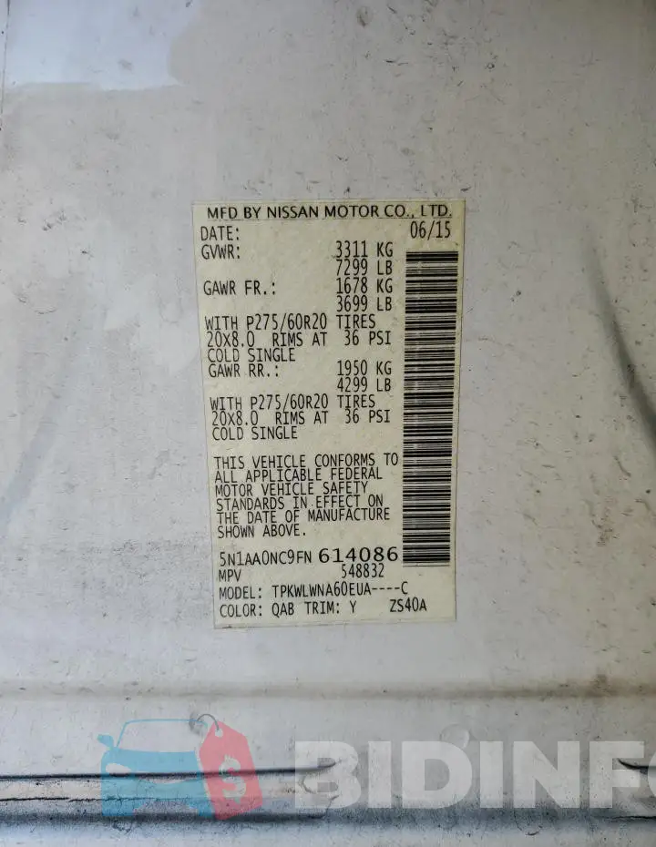 5N1AA0NC9FN614086 Photo# 14
