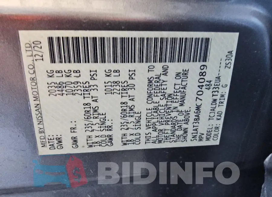 5N1AT3BA6MC704089 Photo# 13