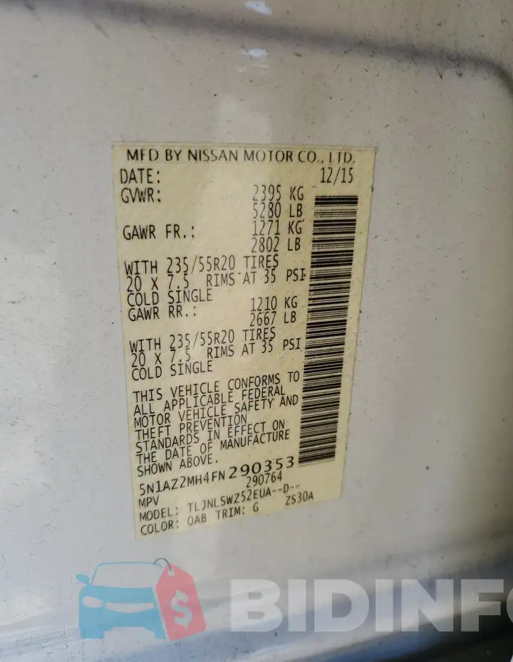 5N1AZ2MH4FN290353 Photo# 13