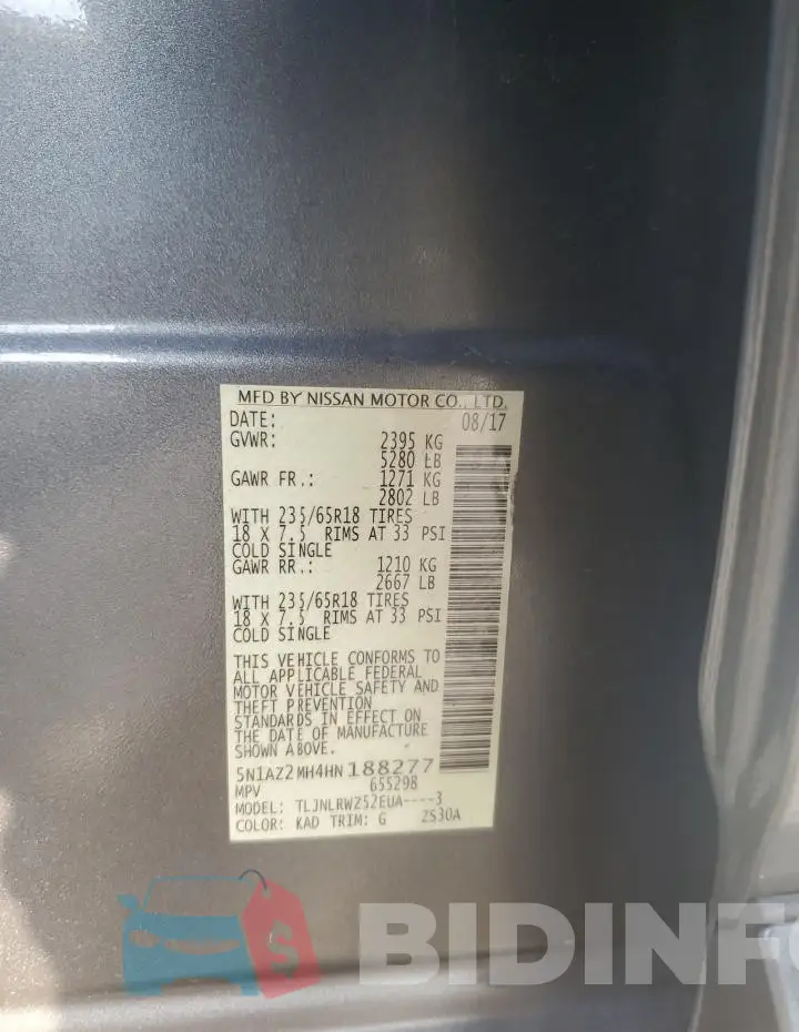 5N1AZ2MH4HN188277 Photo# 13