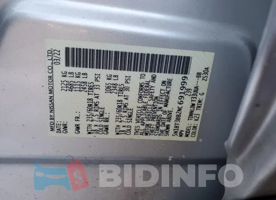 5N1BT3BB2NC691999 Photo# 12