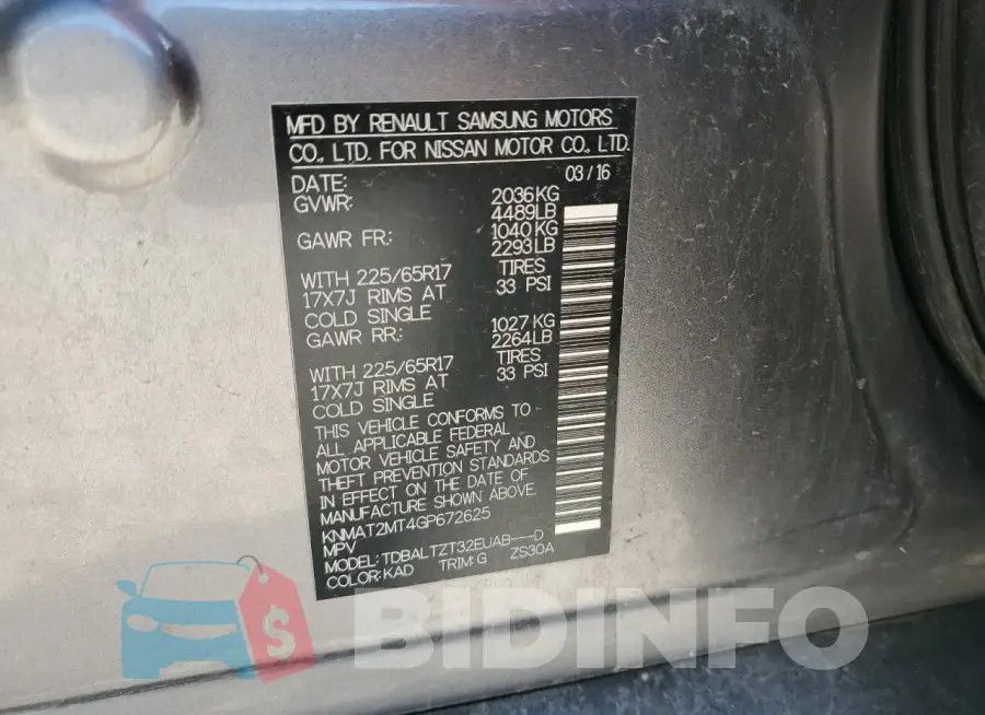 KNMAT2MT4GP672625 Photo# 13